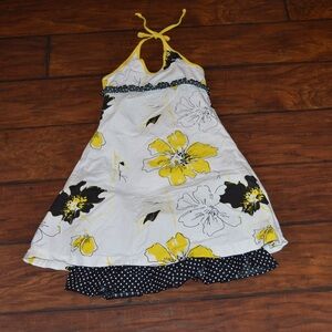 Jayne Copeland Floral Yellow Black Dress For Girls Size 4 Halter Easter Church